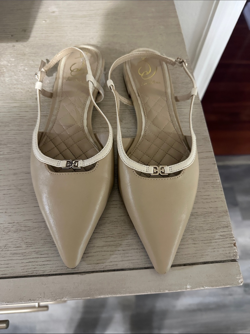 Sam Edelman Nude Pointed Slingback Mules